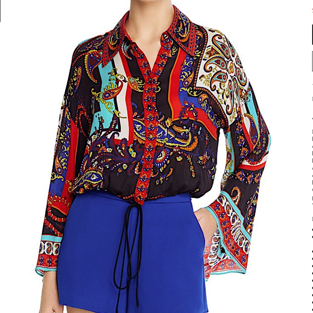 Alice and Olivia Larken Paisley Cropped Blouse